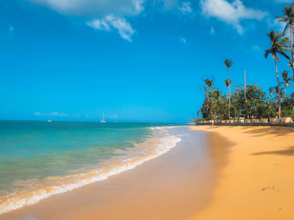 A view of Dominican Republic beach with blue waters and skies