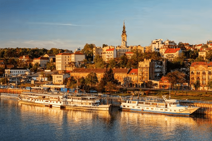 evening sunset view of Belgrade Serbia