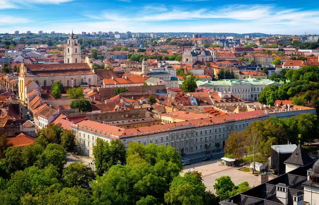 the drone view of Lithuanias Vilnius village 