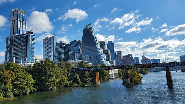 View of Downtown Austin from Pfluger Pedestrian Bridge