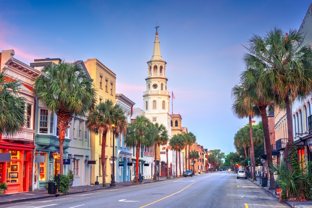 Charleston South Carolina Usa Cityscape In The Historic District At