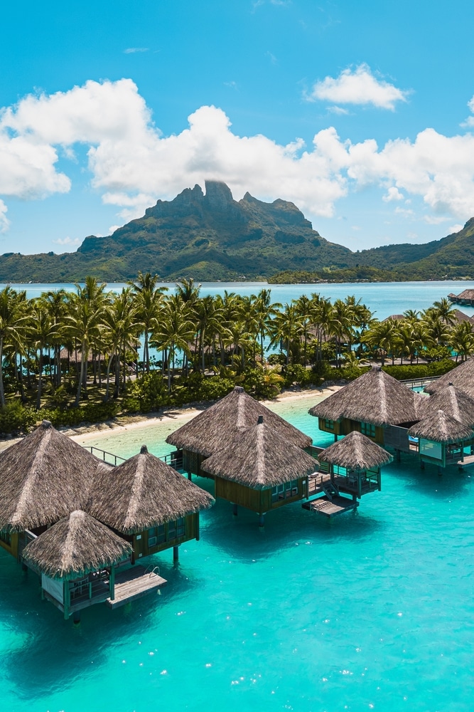 Aerial Drone Shot Of The Tropical Island Bora Bora In