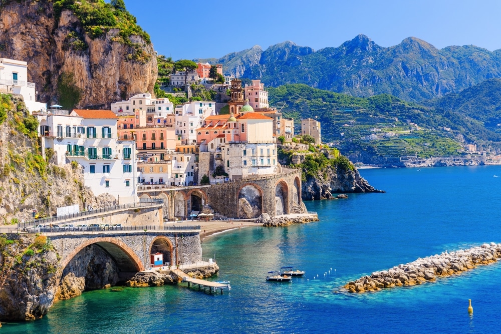 Amalfi Coast Italy View Of Atrani Town And The Amalfi