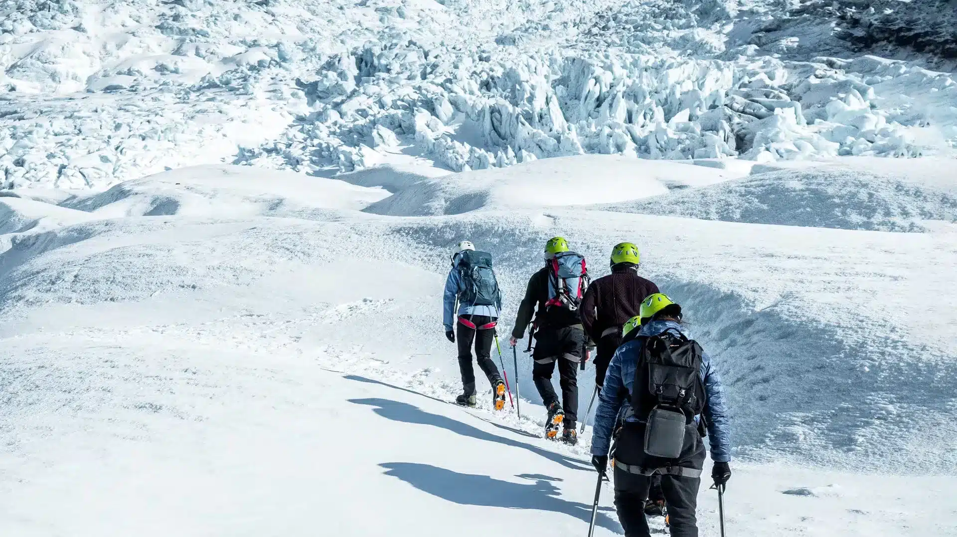 group of people doing glacier hike in iceland