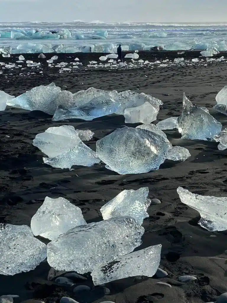 view of a diamond beach iceland