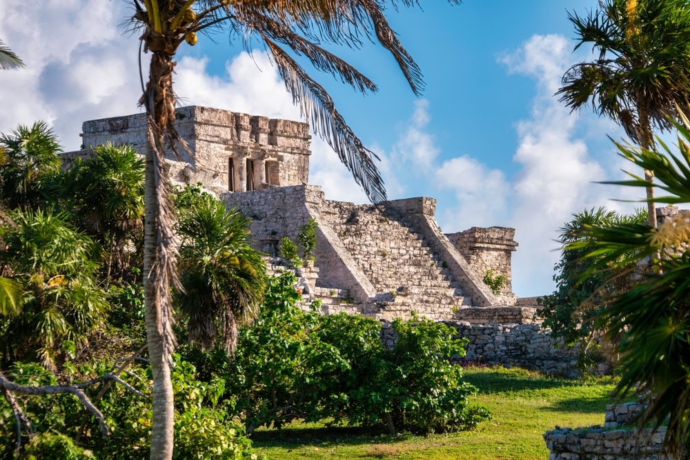 Mayan Ruins In Tulum At The Tulum Archeological Zone In