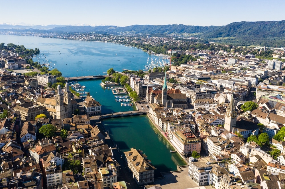 Zurich Switzerland: Stunning Aerial View Of Zurich Old Town And