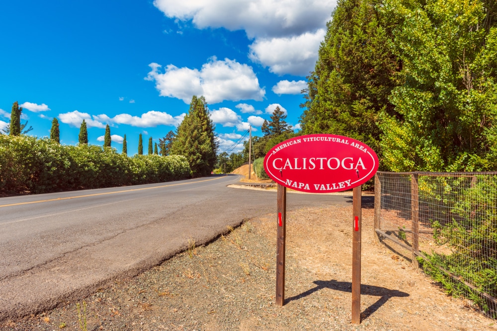 Entrance Sign To Calistoga In Napa Valley California Usa Calistoga