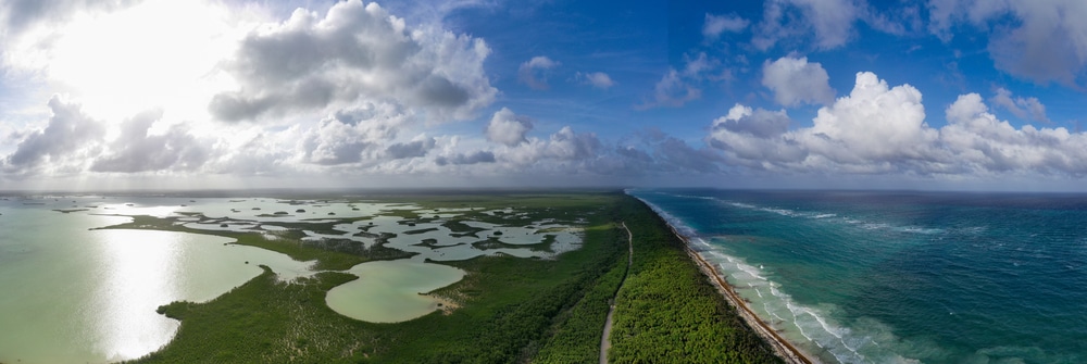 Scenic Aerial Landscape Of The Peninsula Of Tulum In Quintana