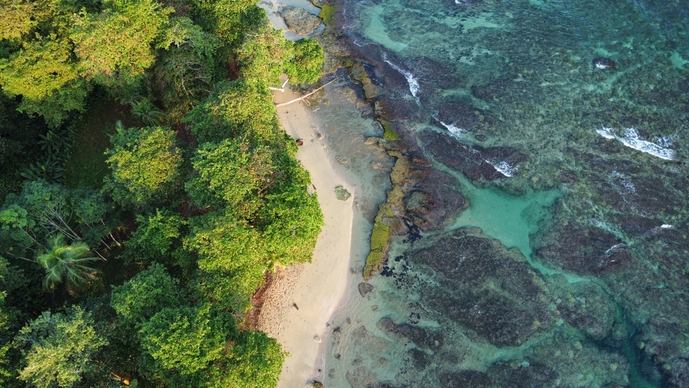 A Stunning Aerial Shot Of A Secluded Beach In Costa