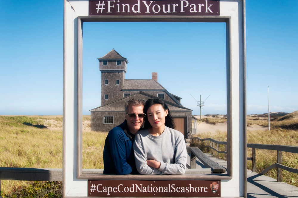 A Man And Woman Couple Framed In The Cape Cod