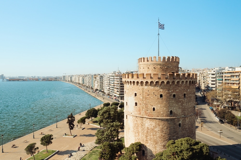 Aerial View Of White Tower In Thessaloniki Greece