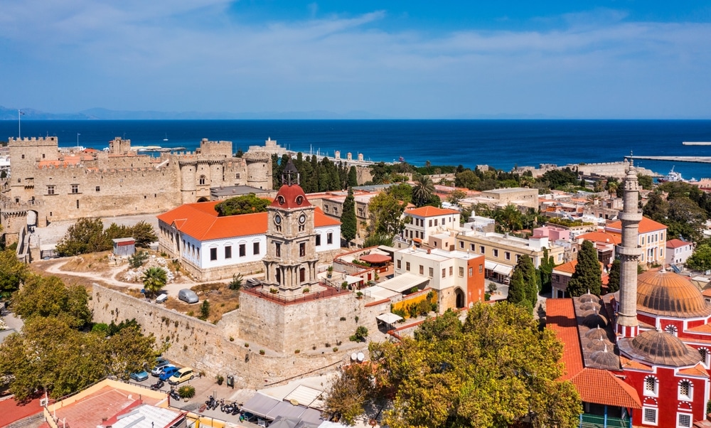 Panoramic View Of Rhodes Old Town On Rhodes Island Greece